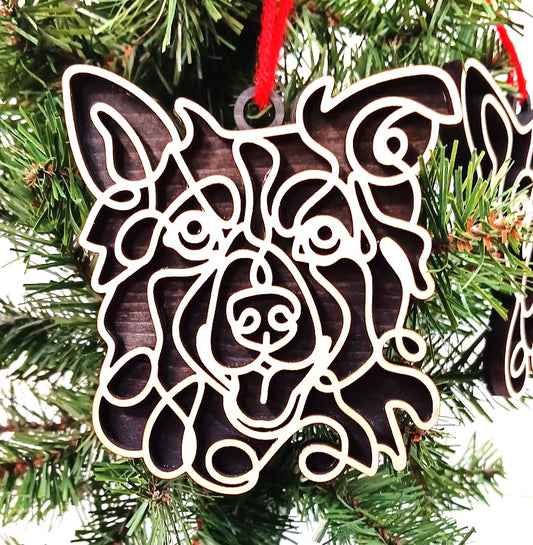 Border Collie Line Art Ornament