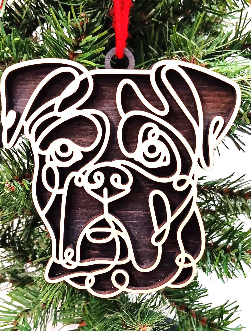 Boxer Line Art Ornament