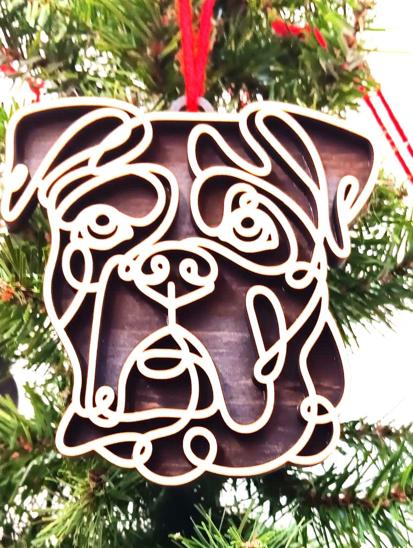 Boxer Line Art Ornament