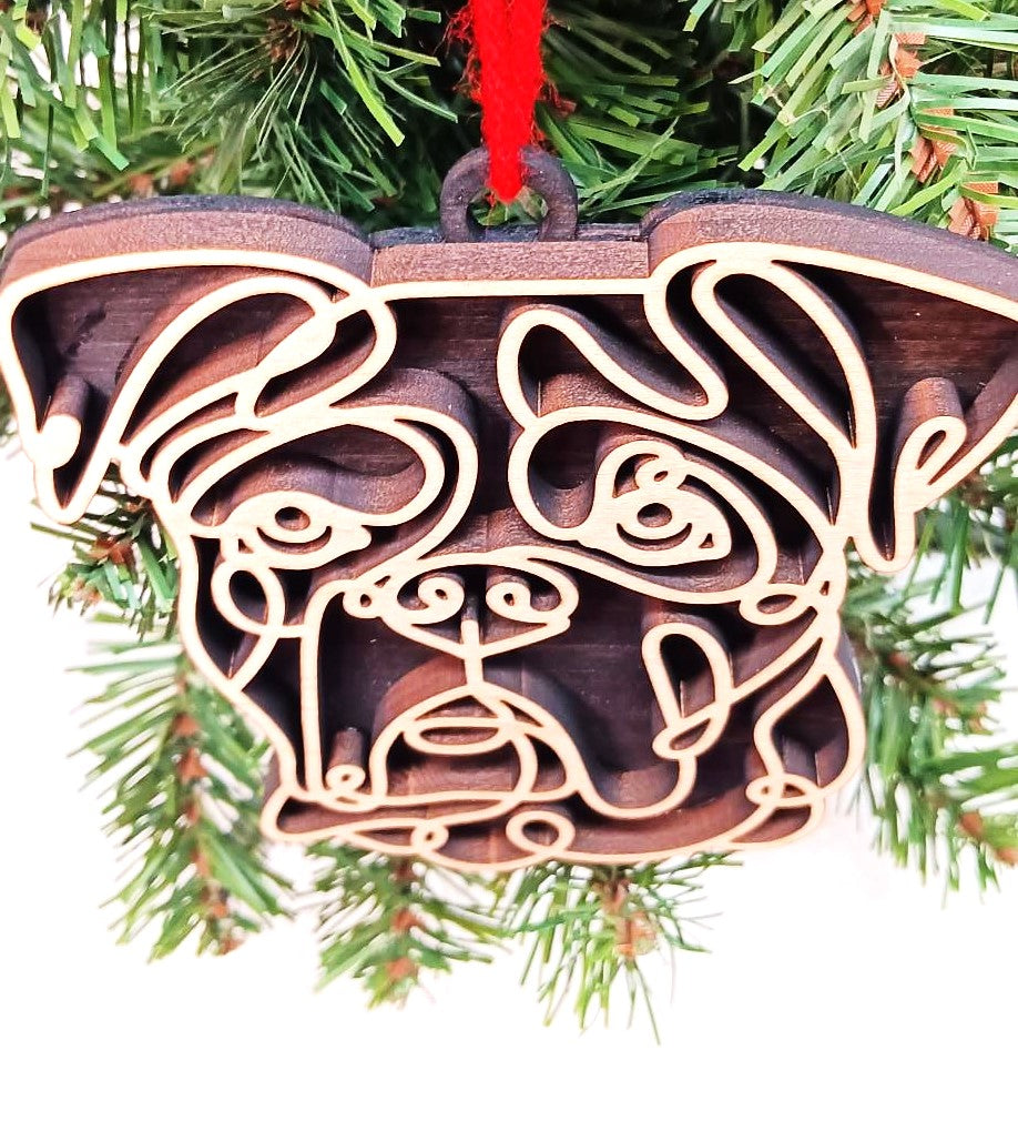 Boxer Line Art Ornament