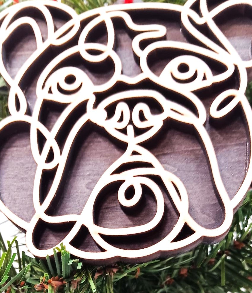 Bulldog Line Art Ornament
