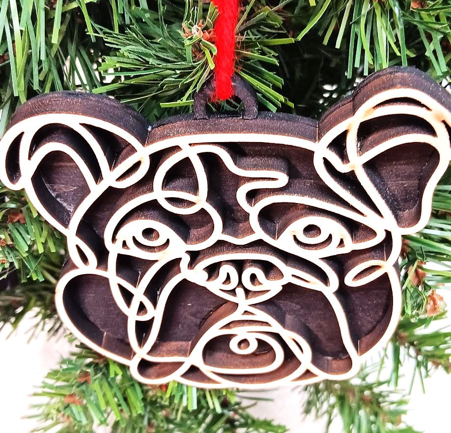 Bulldog Line Art Ornament