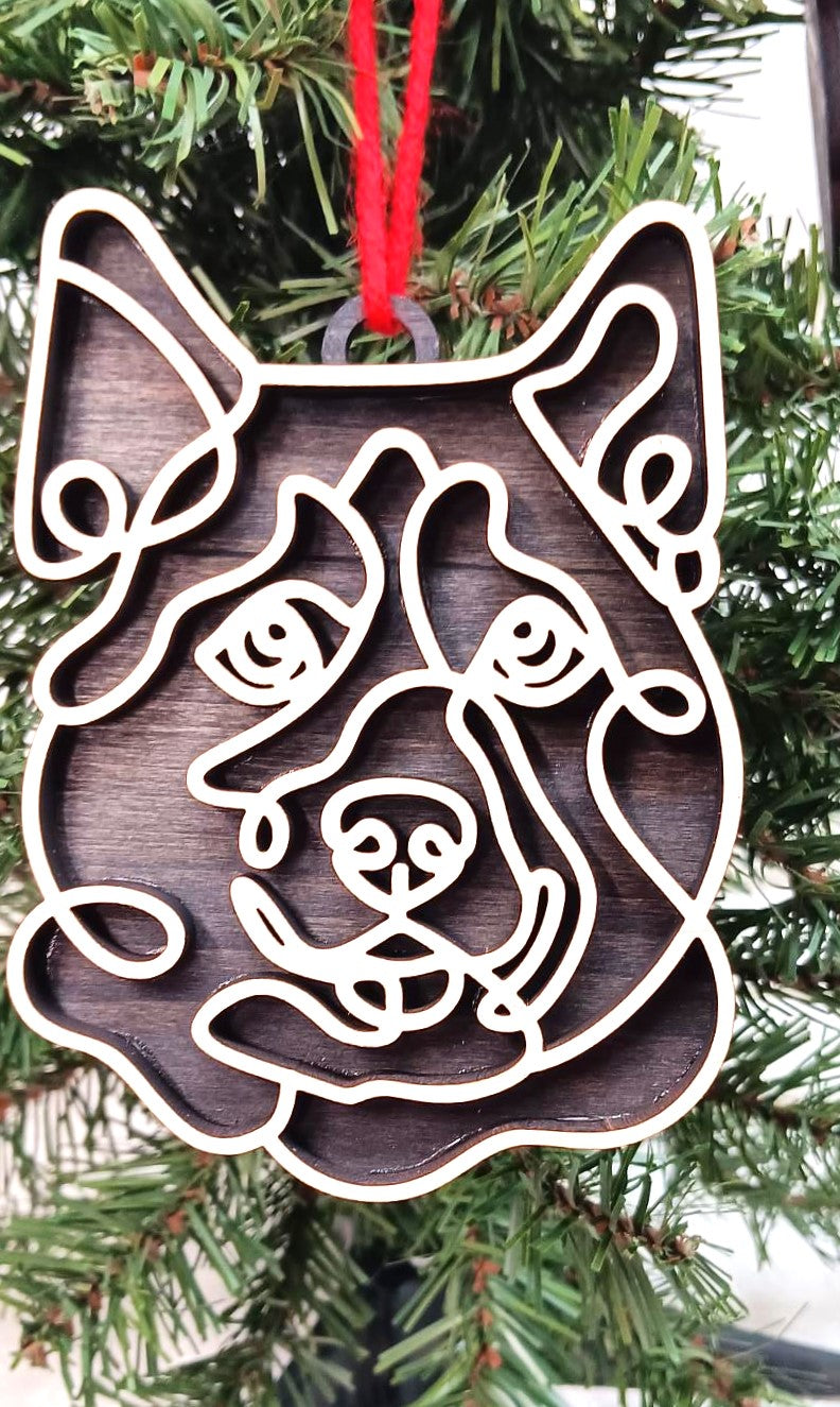 Husky Line Art Ornament