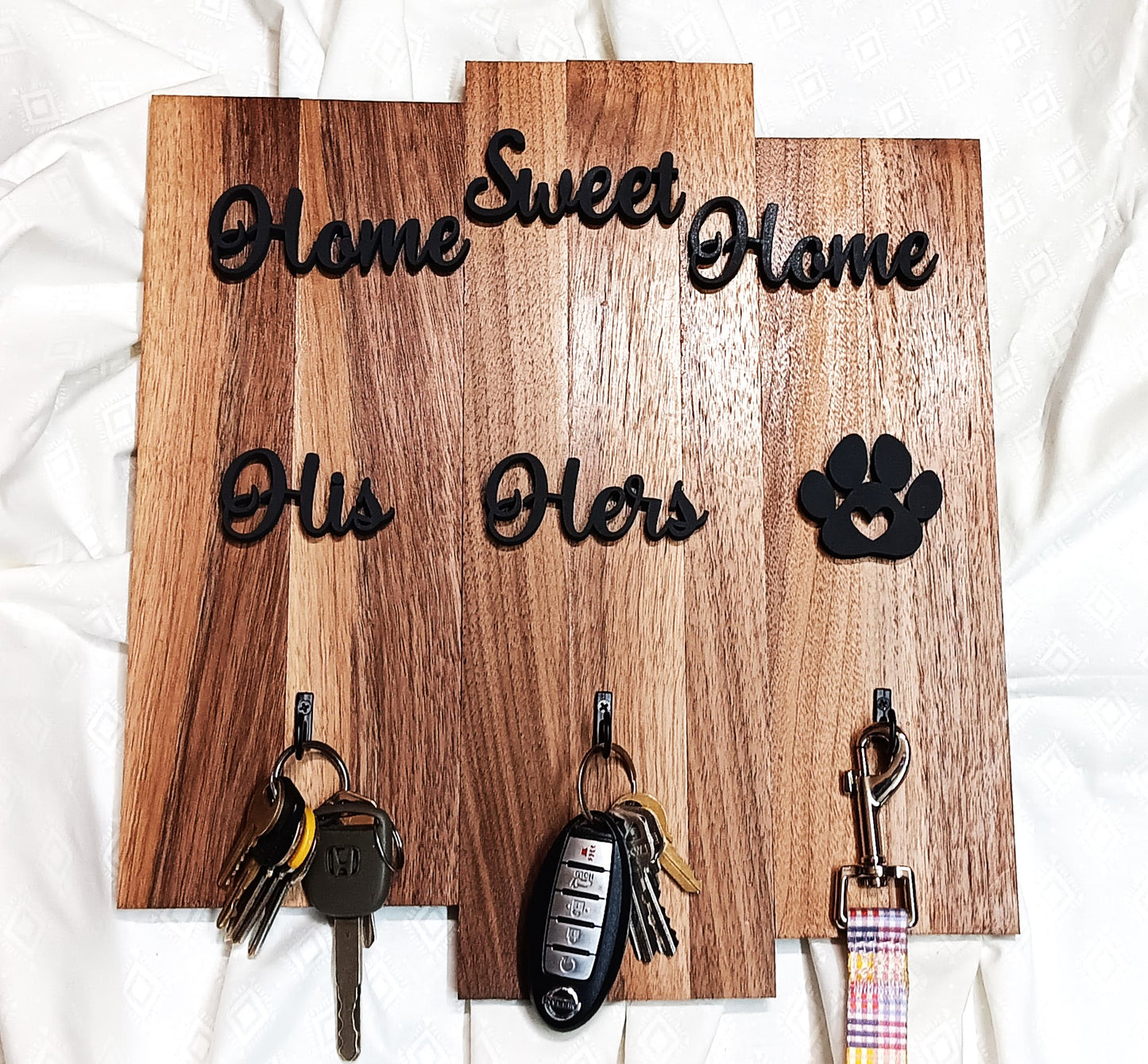 His, Hers & Pawprint Key/Leash Holder