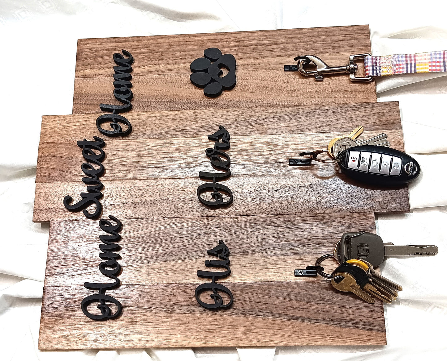 His, Hers & Pawprint Key/Leash Holder