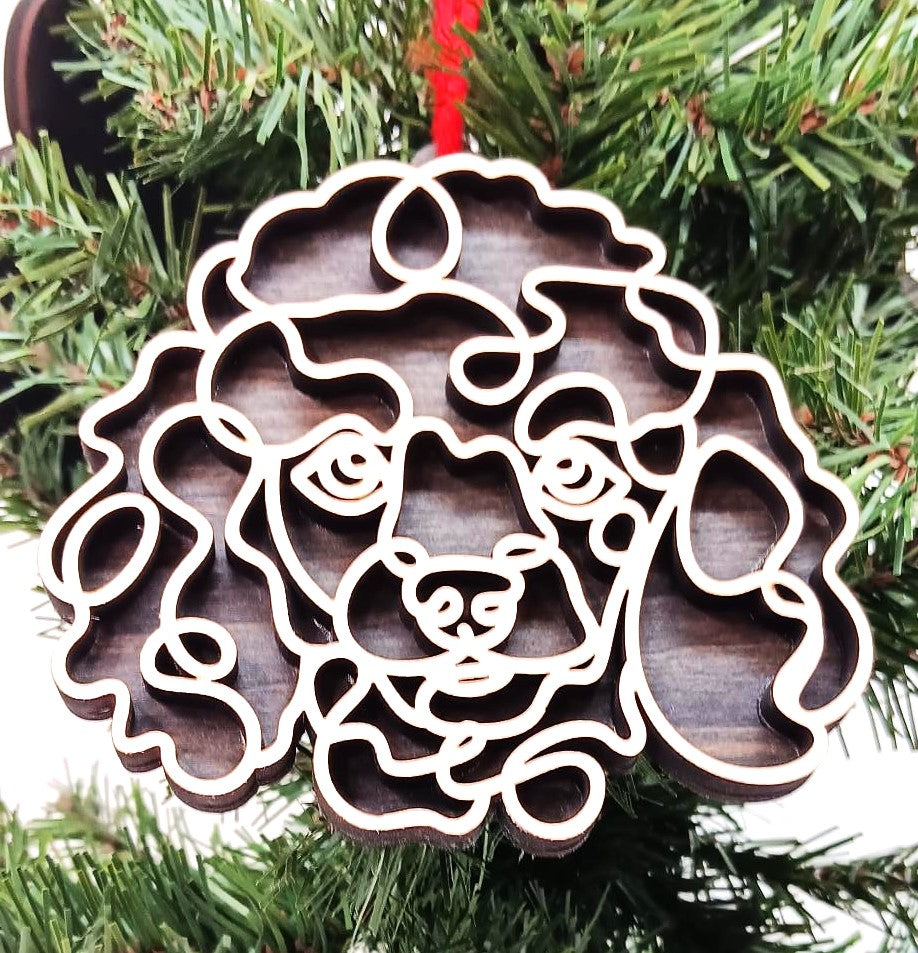 Poodle Line Art Ornament