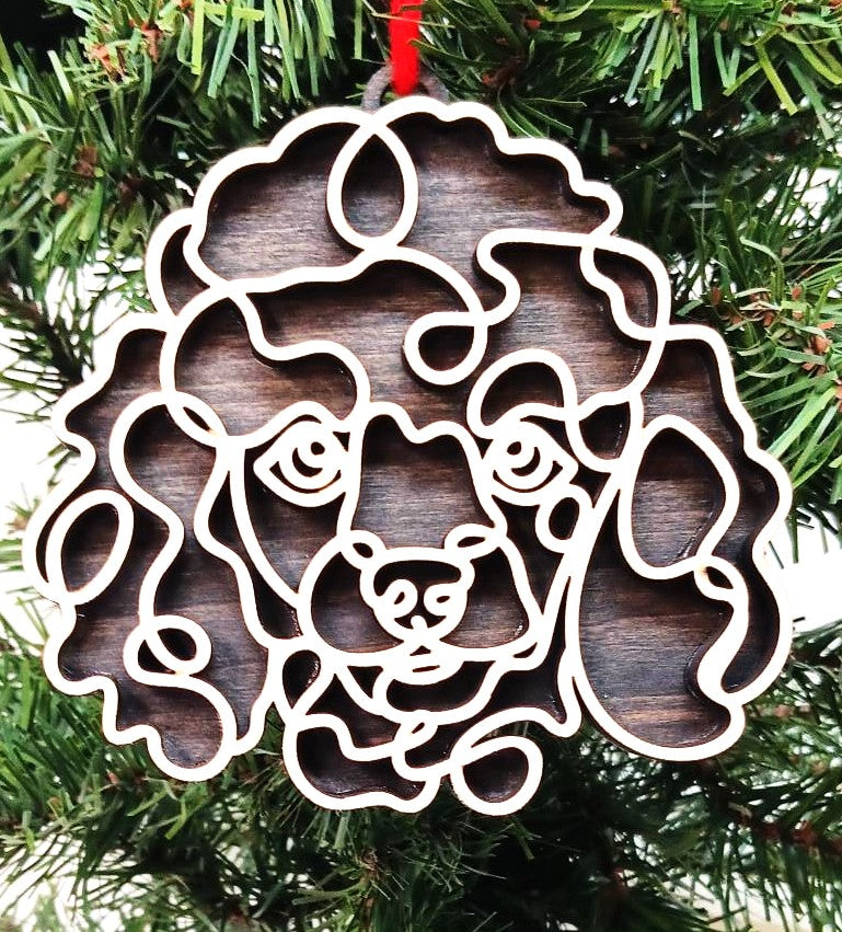 Poodle Line Art Ornament