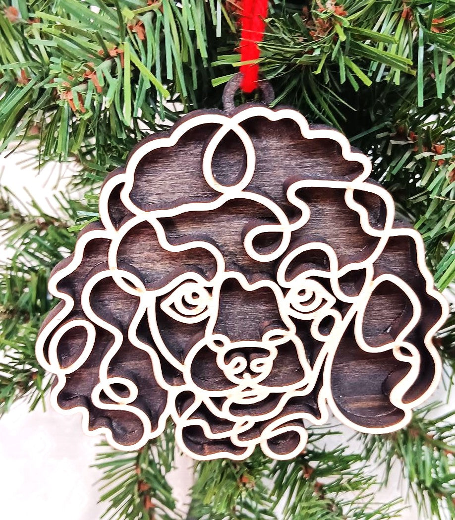 Poodle Line Art Ornament