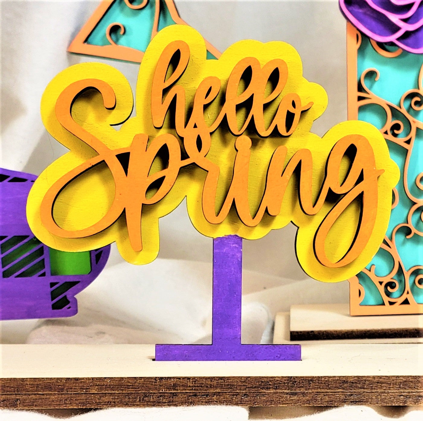 Spring Wood Display - Boot, Watering Can, Pail, and Sign