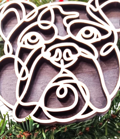 Bulldog Line Art Ornament