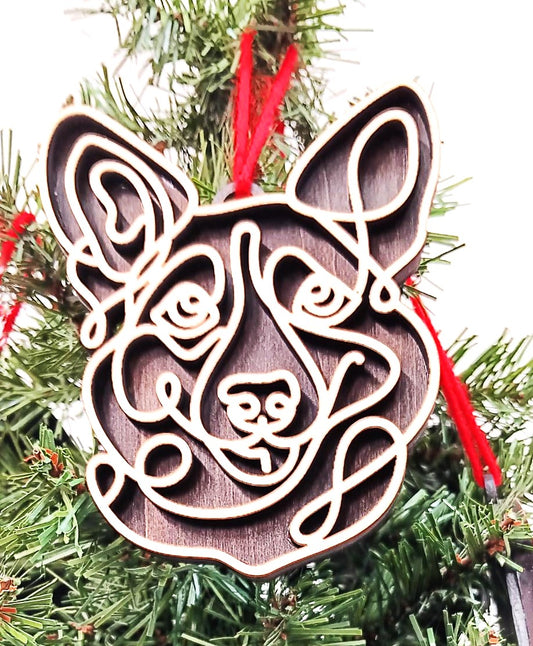 Corgi Line Art Ornament