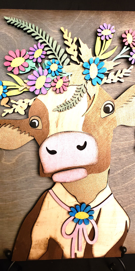 Jersey Cow with Flowers Wall Art