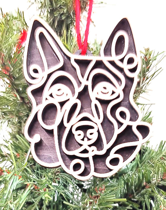 German Shepherd Line Art Ornament