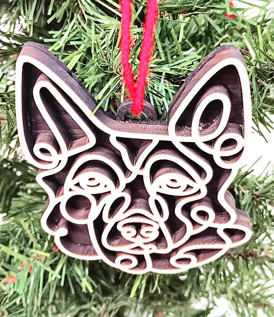 German Shepherd Line Art Ornament