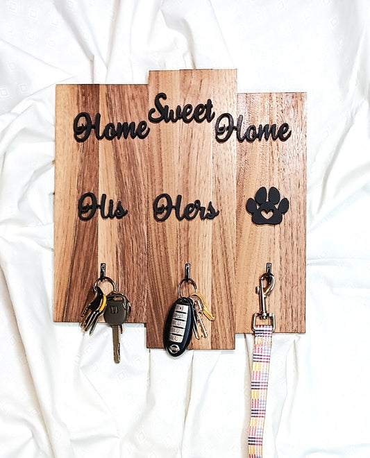 His, Hers & Pawprint Key/Leash Holder