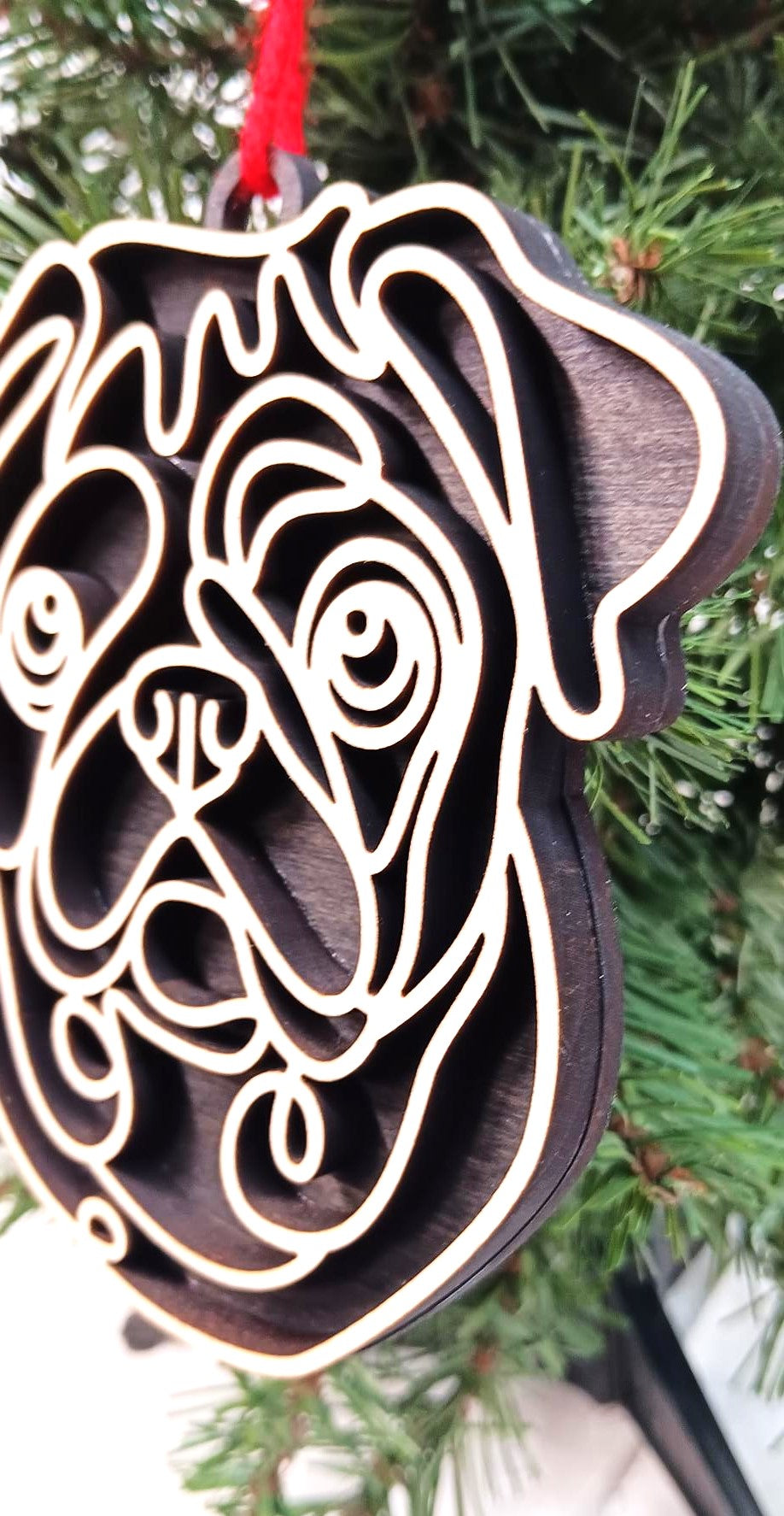 Pug Line Art Ornament