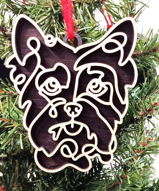 Yorkie Line Art Ornament