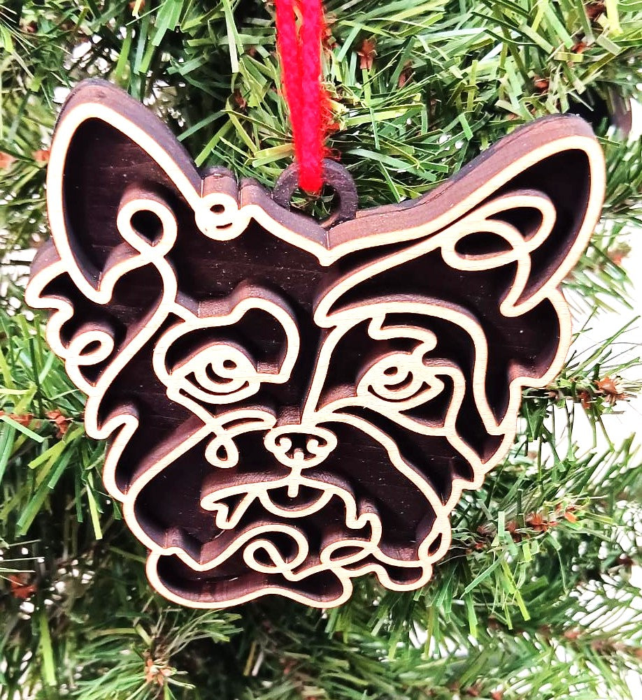 Yorkie Line Art Ornament