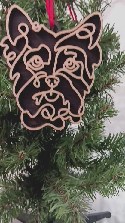 Yorkie Line Art Ornament