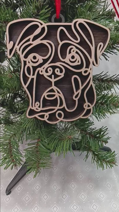 Boxer Line Art Ornament