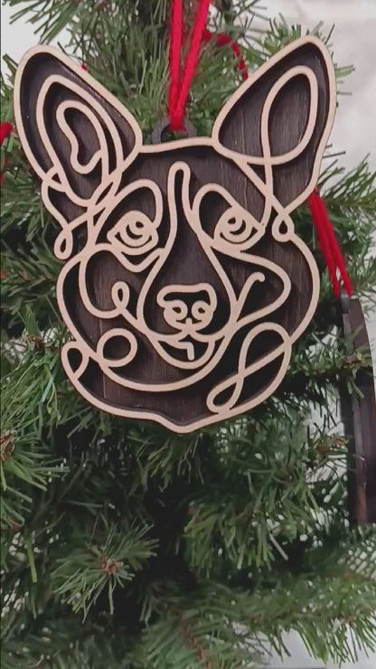 Corgi Line Art Ornament