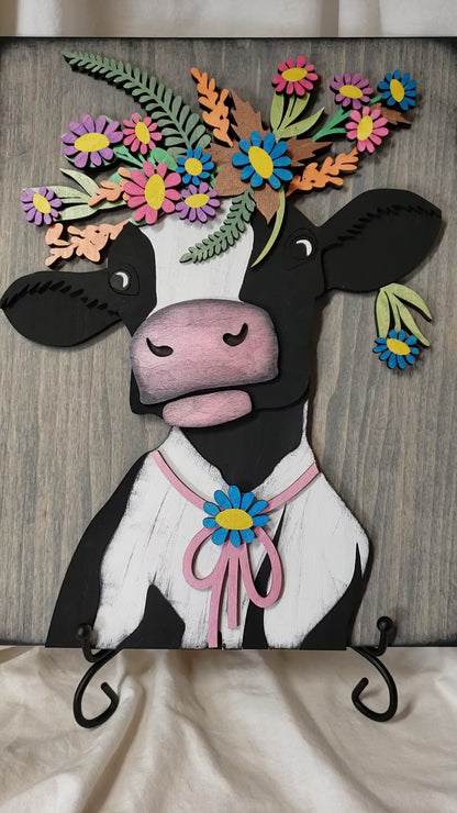 Holstein Cow with Flowers Wall Art