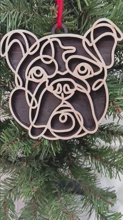 Bulldog Line Art Ornament