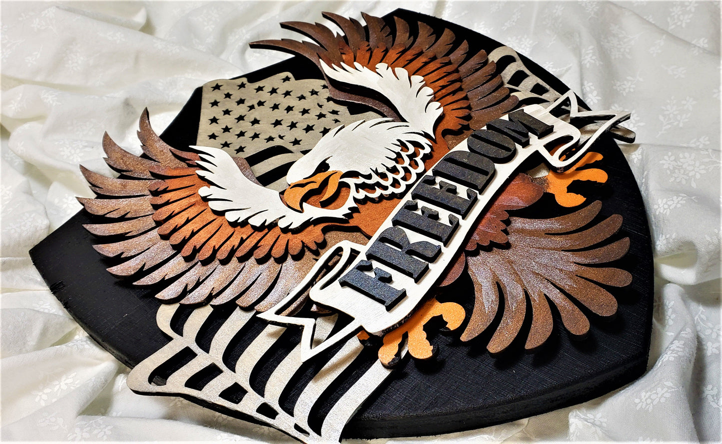 Bald Eagle Crest with American Flag