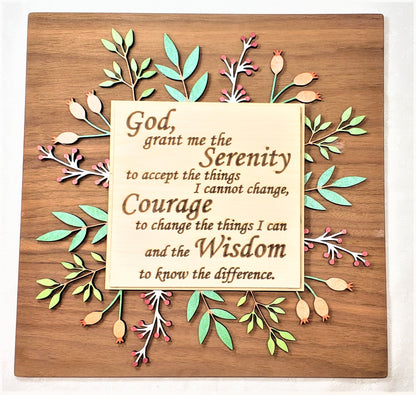 Serenity Prayer Floral Wall Art